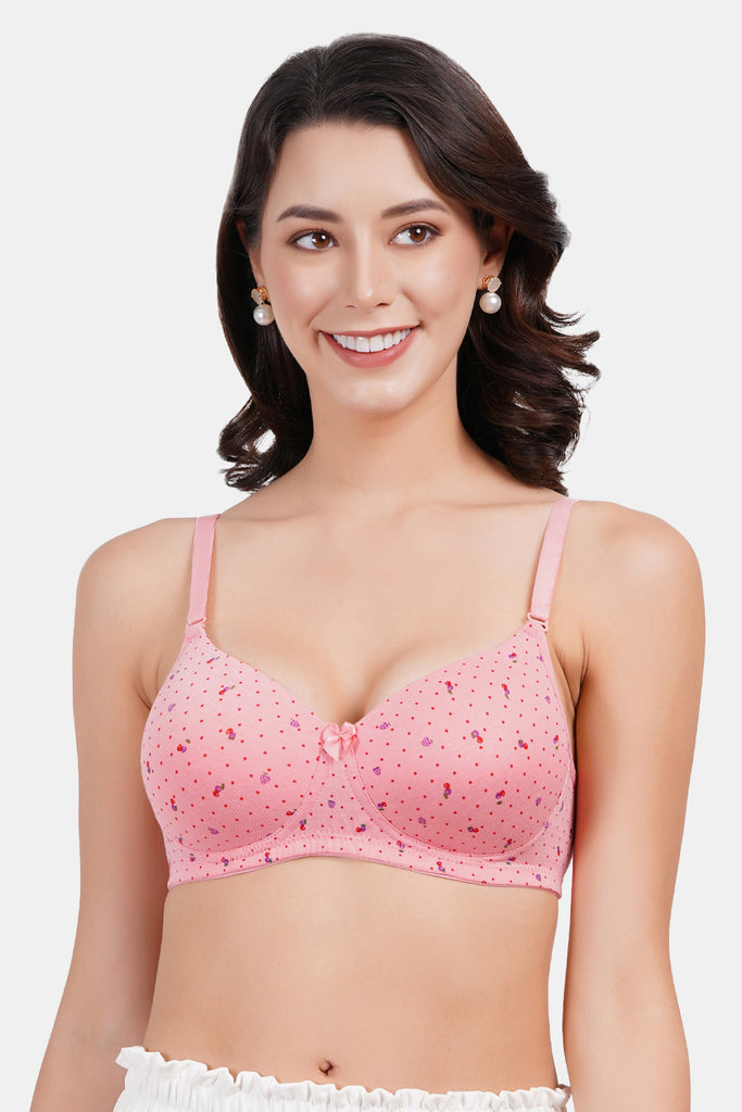 Women's Lightly Padded Polika Dots Print T-Shirt Bra PD005