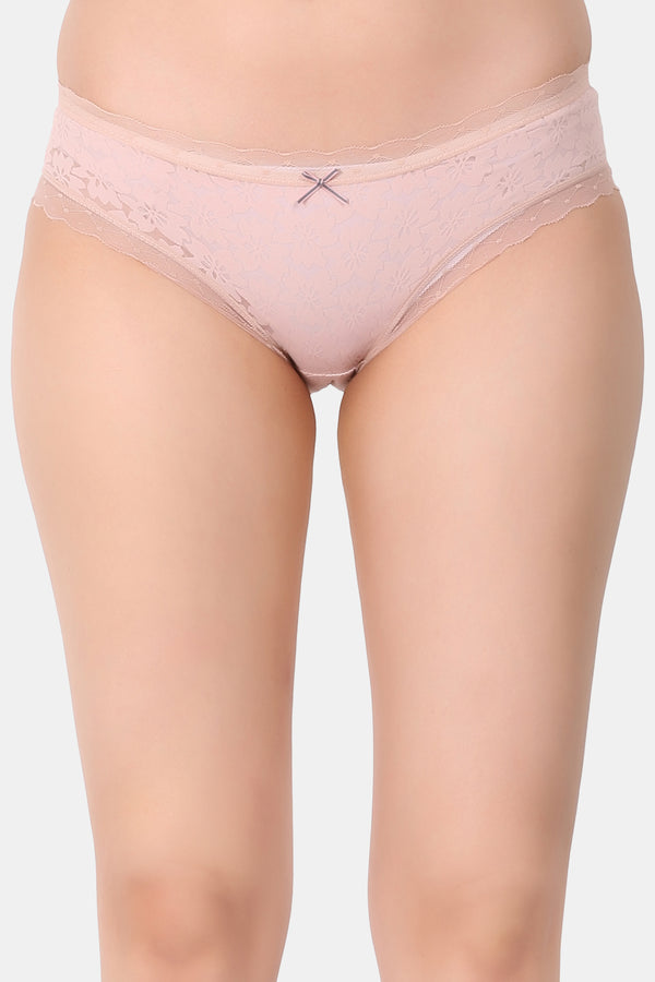 Low Rise Fine Jacquard Lace Fabric Hipster Panty P3638