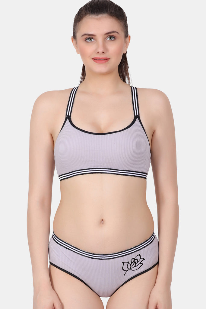 Sports Solid Lightly-Padded Everyday Bra-Panty Set PB010