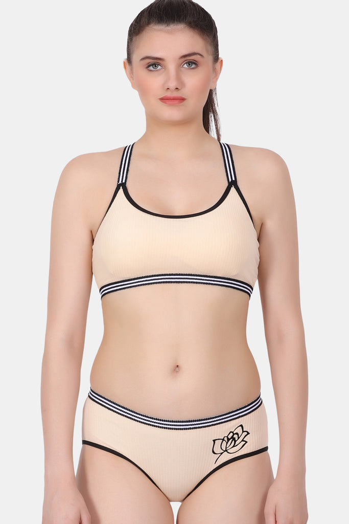 Sports Solid Lightly-Padded Everyday Bra-Panty Set PB010