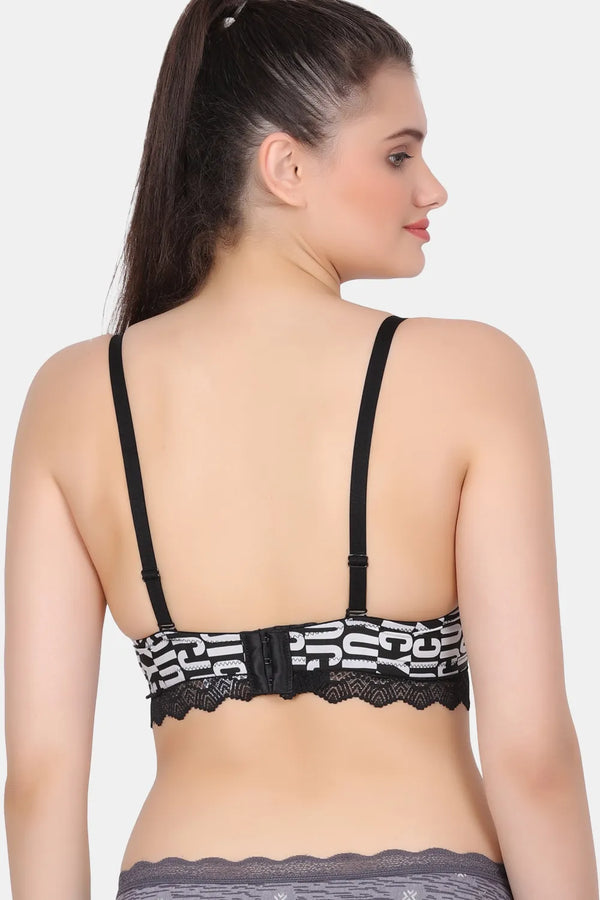 A lightly push-up padded wirefree lace bra with a cool feel printed polyamide Fabric PD6003