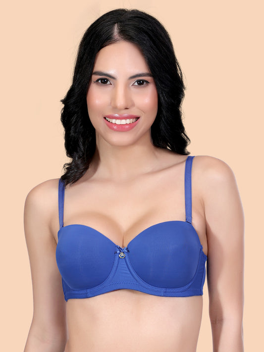 Women's Lightly Padded Underwired Solid Demi Bra PDN730