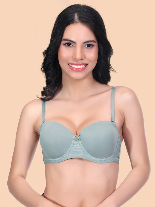 Women's Lightly Padded Underwired Solid Demi Bra PDN730