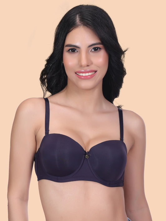 Women's Lightly Padded Underwired Solid Demi Bra PDN730