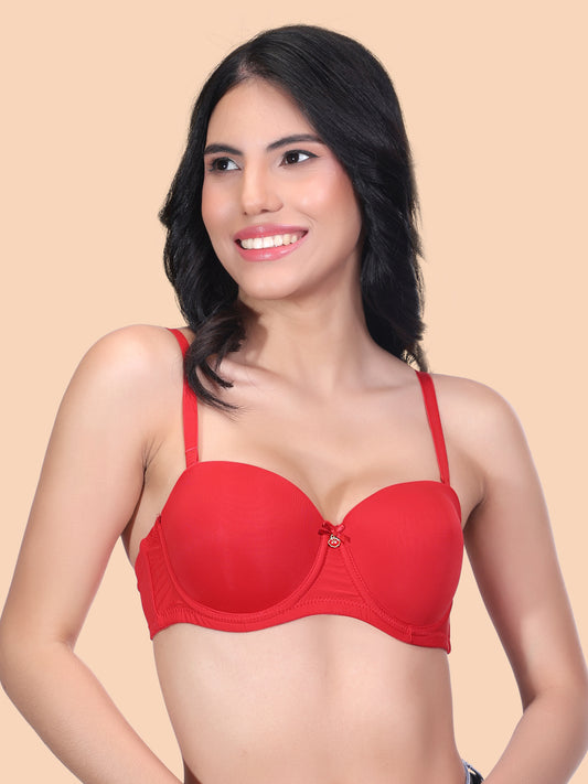 Women's Lightly Padded Underwired Solid Demi Bra PDN730