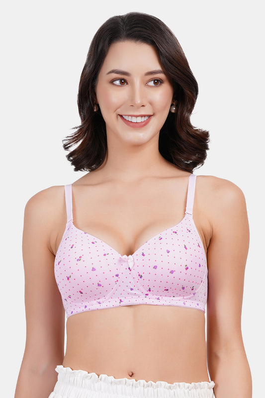 Women's Lightly Padded Polika Dots Print T-Shirt Bra PD005