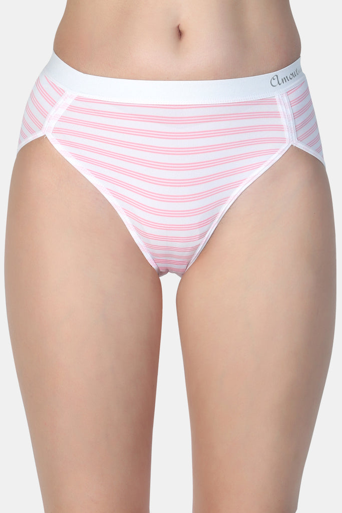 Women's Mid Waist Stripes Bikini Panty P2031N