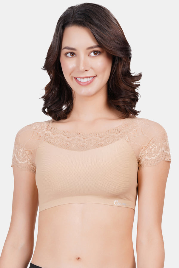 Women's Seamless Bonded Blouse With Lace Bra B038