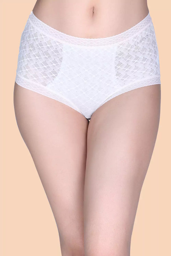 Women's Spandex with Lace Hipster Self Design Panty P86183