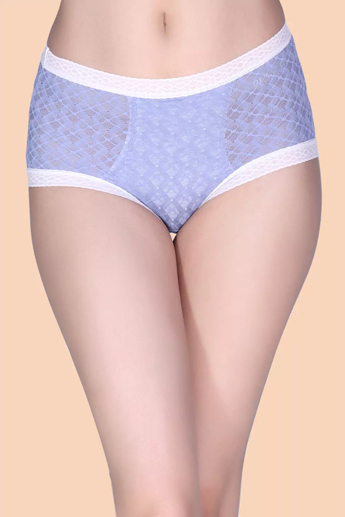 Women's Spandex with Lace Hipster Self Design Panty P86183