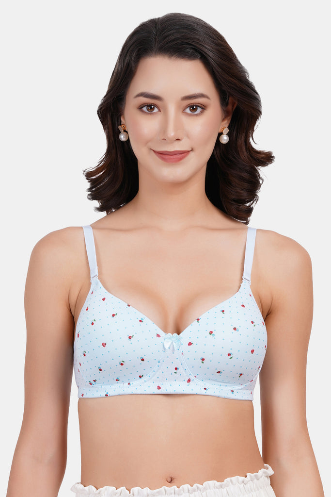 Women's Lightly Padded Polika Dots Print T-Shirt Bra PD005