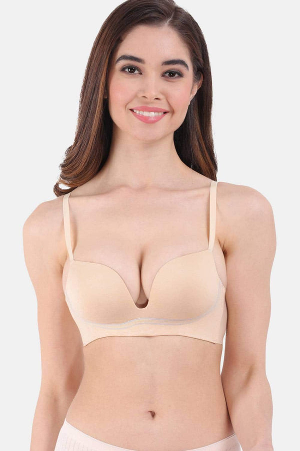 Amour Secret Women's Lightly Padded Seamless Plunge Bra PD2018