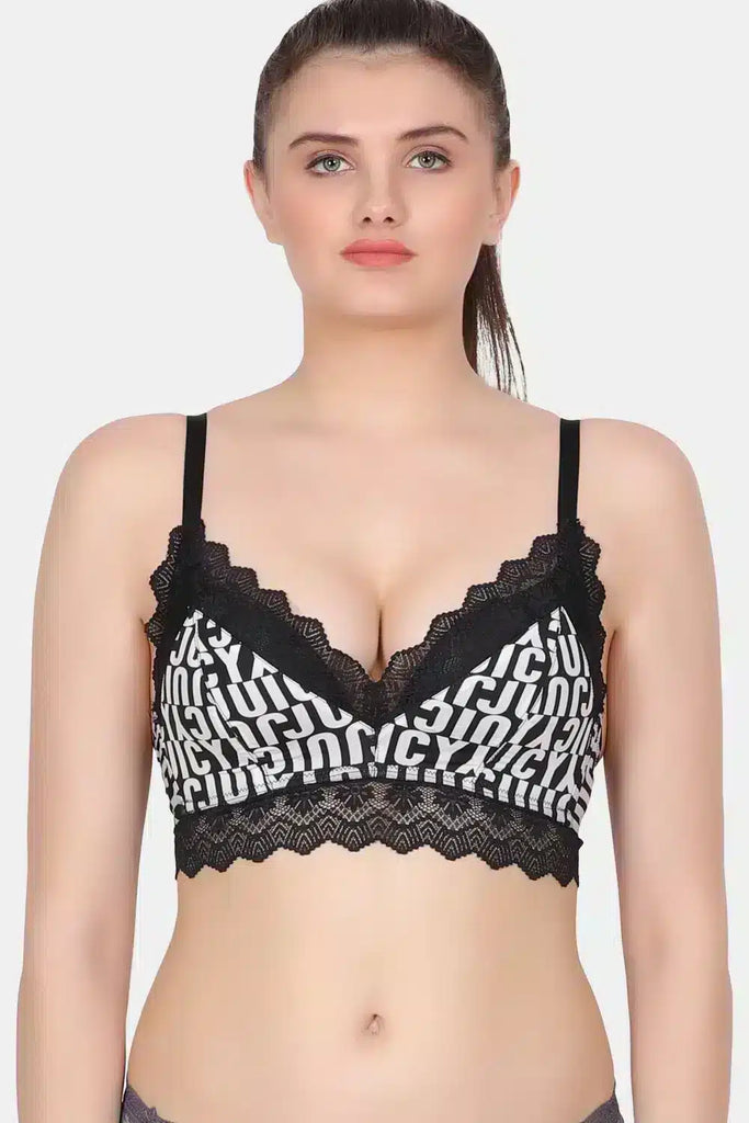 A lightly push-up padded wirefree lace bra with a cool feel printed polyamide Fabric PD6003