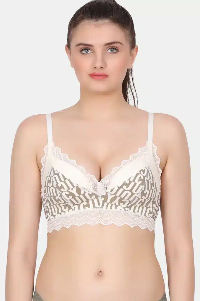 A lightly push-up padded wirefree lace bra with a cool feel printed polyamide Fabric PD6003