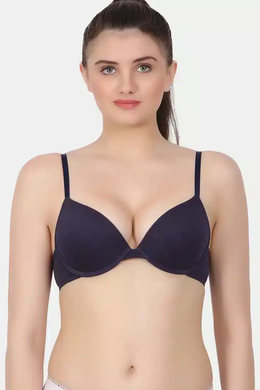 Lightly Padded full coverage underwire plunge bra with cotton spandex fabric PD9324