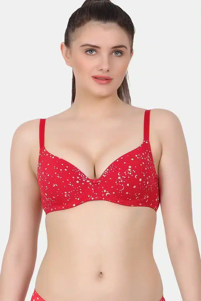 Lightly Padded full coverage underwire plunge bra with cotton spandex fabric PD9324