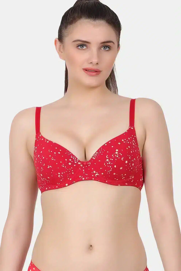 Lightly Padded full coverage underwire plunge bra with cotton spandex fabric PD9324