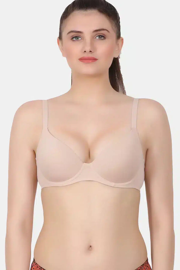 Lightly Padded full coverage underwire plunge bra with cotton spandex fabric PD9324