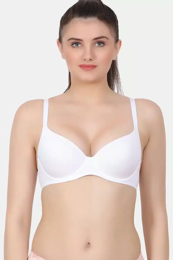 Lightly Padded full coverage underwire plunge bra with cotton spandex fabric PD9324