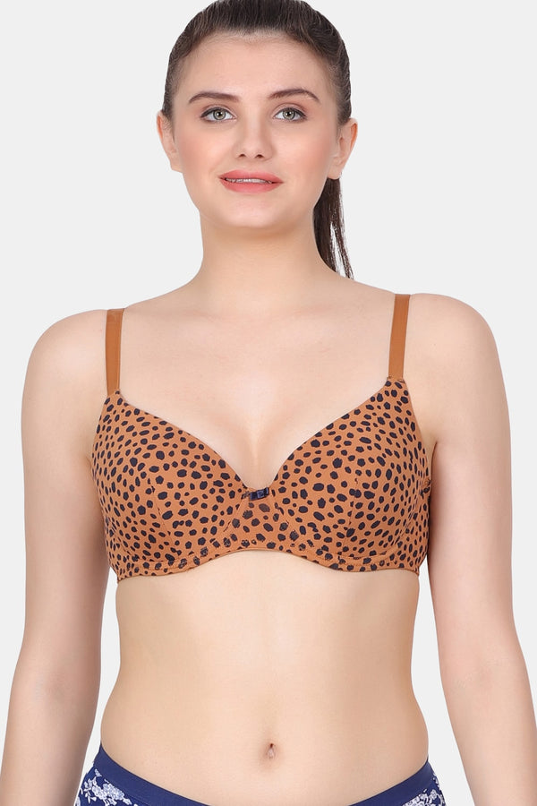 Lightly Padded Wired Polka -Dot Printed Everyday Bra PD9373