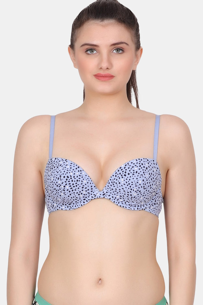 A smoothly Padded Full Coverage wired bra with printed cotton Spandex fabric that makes you feel fitter PD9467