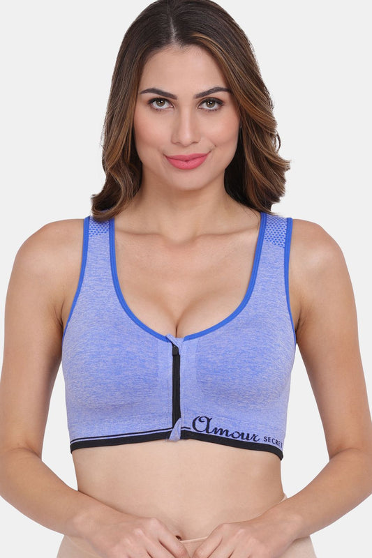 Amour Secret Women's Lightly Padded Front Zipper Open Sports Bra S639N